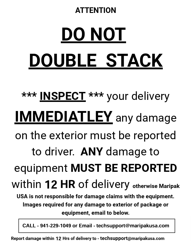 Do Not Double Stack - Inspect Immediately Carte Label